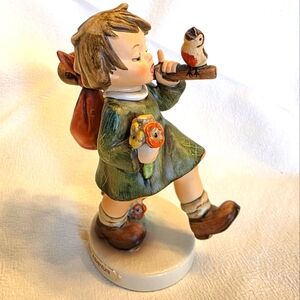 Vintage Goebel Hummel "Gay / Joyful Adventure" Girl Hobo Bag Bird Figurine TMK 6